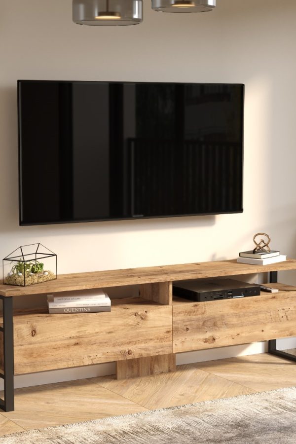 ML19 Iron Metal Tv Ünitesi Tv Sehpası 2 Kapaklı 180cm ML19-A