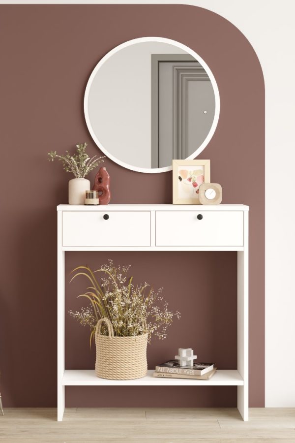 Larris Aynalı Dresuar 2 Kapaklı Beyaz LR1-W