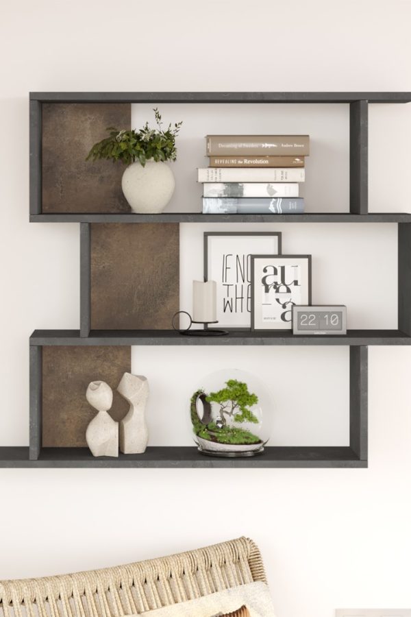 Life Duvar Rafı Kitaplık Beton-Bronz LF2-GP