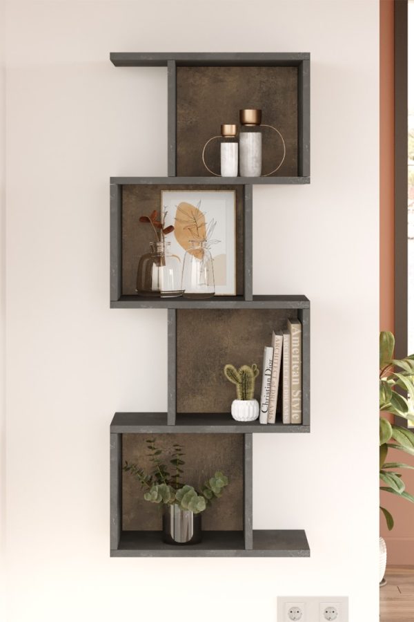 Life Kitaplık 125cm Beton-Bronz LF1-GP