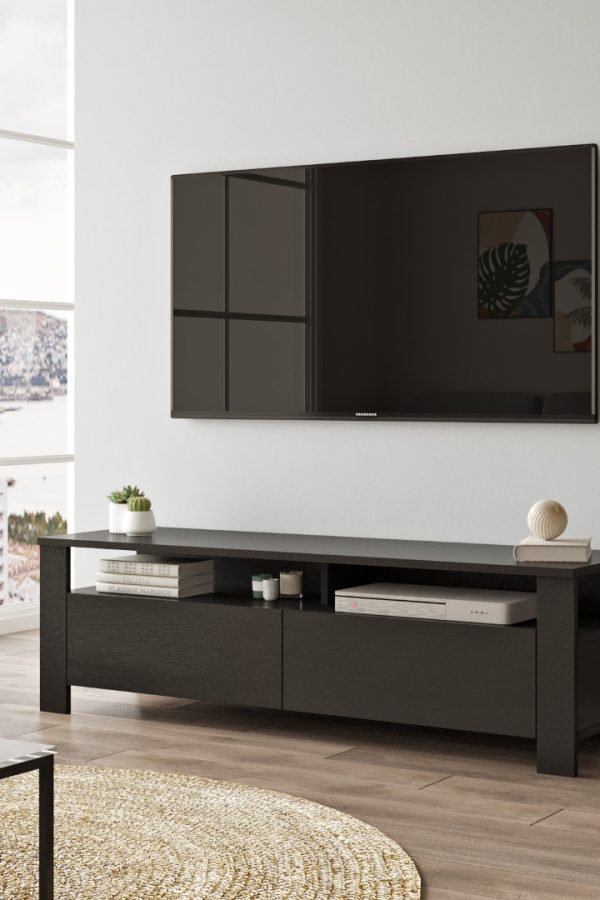 Luca Tv Ünitesi Sehpası Ağaç Dokulu Siyah LC1-LB