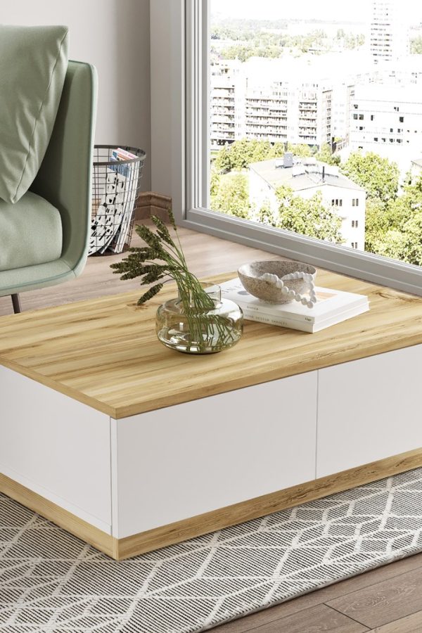 Luvio Orta Sehpa 2 Kapaklı Keçe-Beyaz LV17-WK