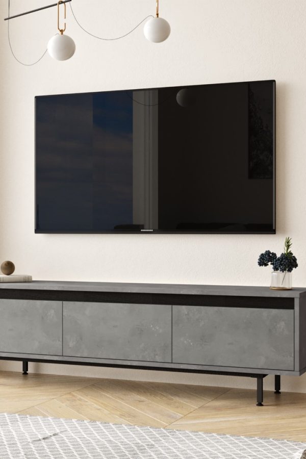 Luvio Tv Ünitesi Sehpası Metal Ayaklı 160cm Beton-Siyah LV1-RL
