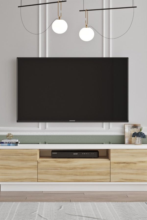 Luvio Tv Ünitesi Sehpası 140cm Keçe-Beyaz LV4-WK