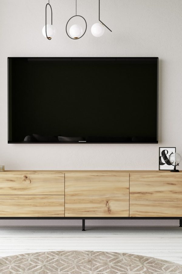 Luvio Tv Ünitesi Sehpası Metal Ayaklı 170cm Keçe-Siyah LV6-KL