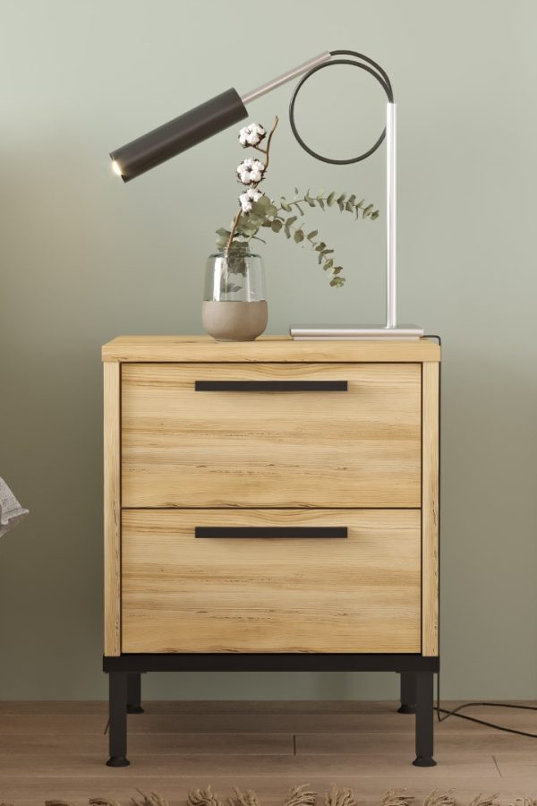 Luvio Komodin 2 Çekmece Metal Ayaklı Keçe-Siyah LV24-KL