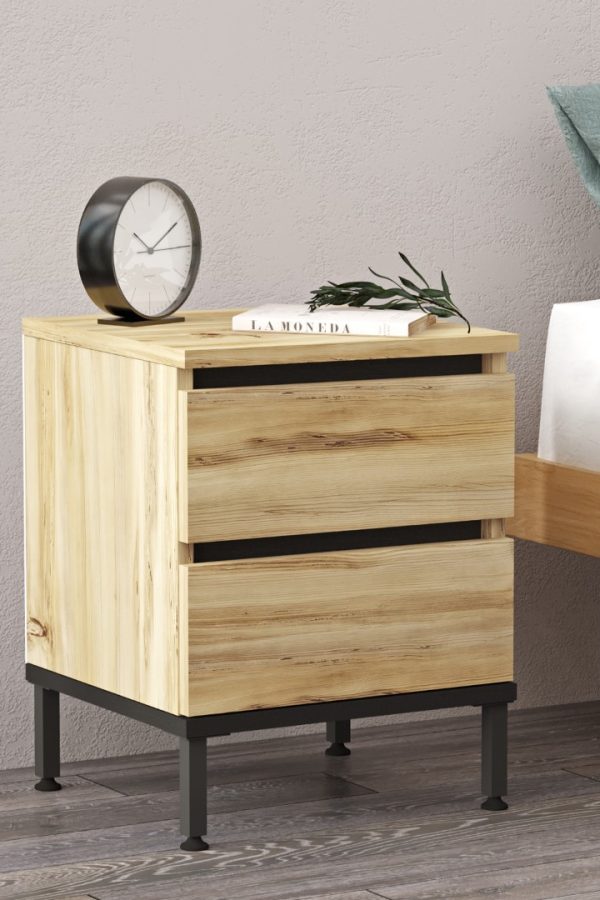 Luvio Komodin 2 Çekmece Metal Ayaklı Keçe-Siyah LV25-KL