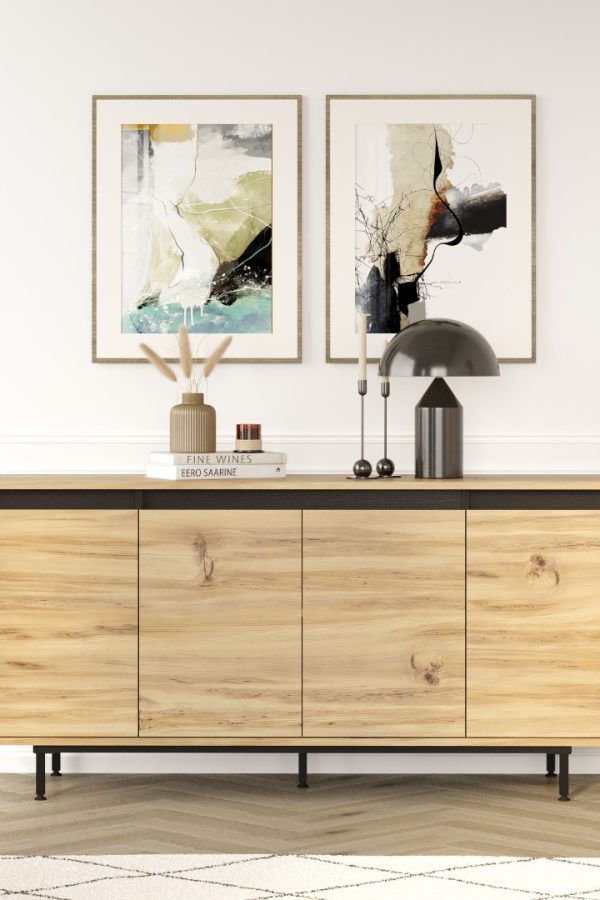 Luvio Konsol 4 Kapaklı Metal Ayaklı 160cm Keçe-Siyah LV30-KL