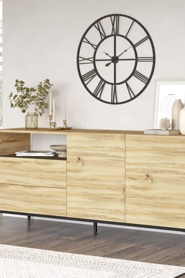 Luvio Konsol 4 Kapaklı Metal Ayaklı 170cm Keçe-Siyah LV32-KL