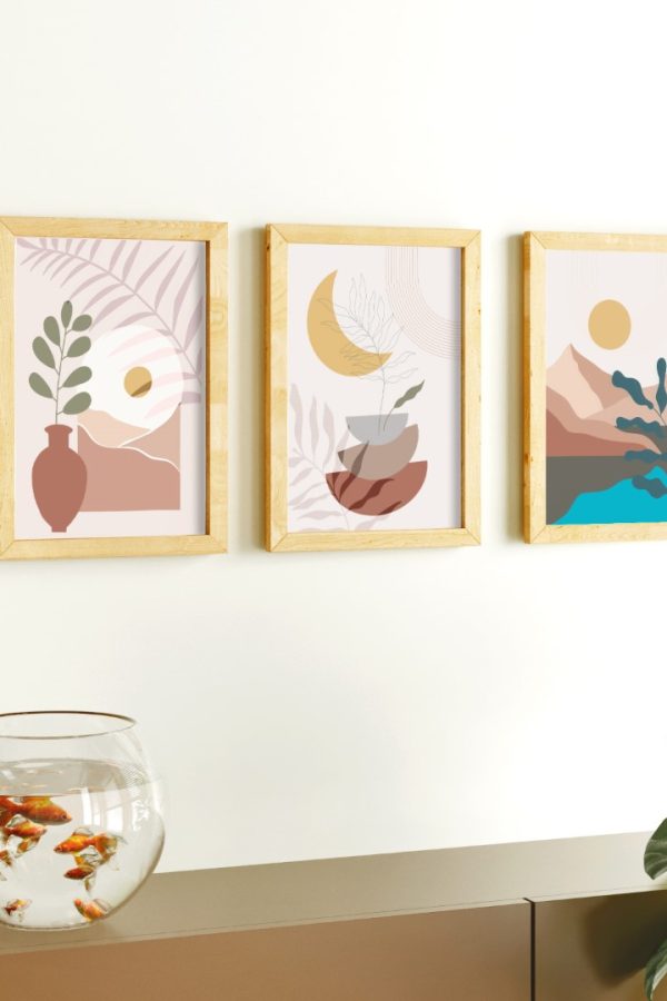 Maldiv Ahşap Çerçeveli 3'lü Tablo Uv Baskı 25*35 MV1-A