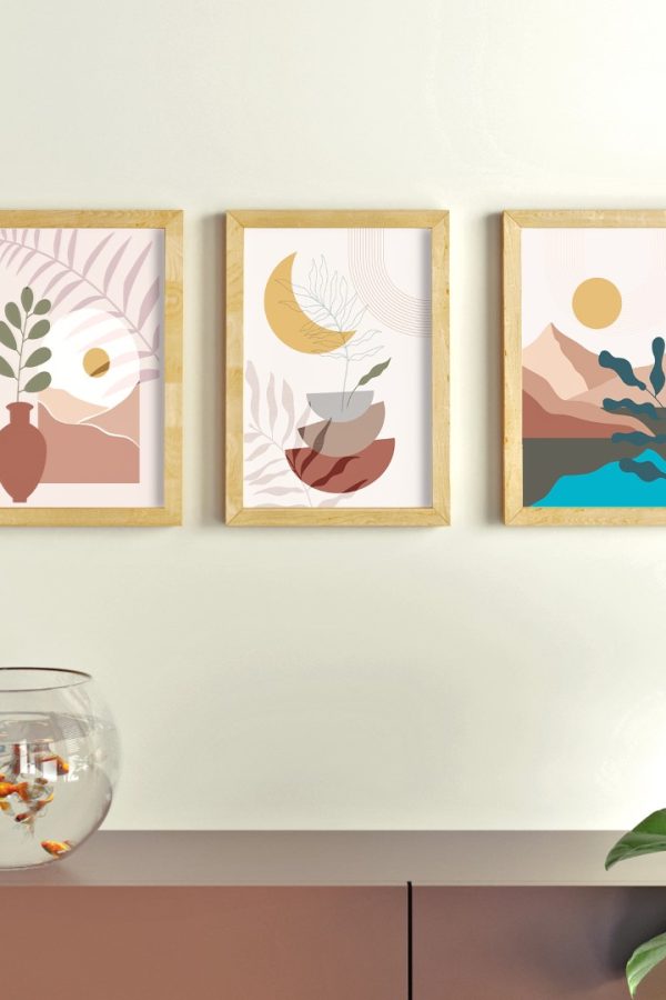 Maldiv Ahşap Çerçeveli 3'lü Tablo Uv Baskı 25*35 MV1-A