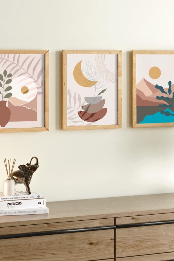 Maldiv Ahşap Çerçeveli 3'lü Tablo Uv Baskı 33*40 MV2-A