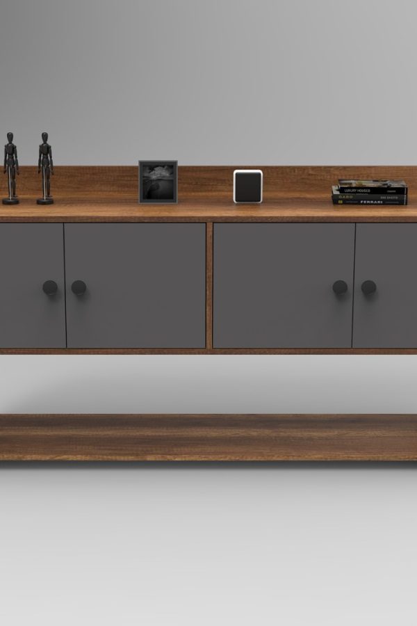 Marken D Ofis Konsol 4 Kapaklı Metal Ayaklı Barok-Antrasit MN04-BA