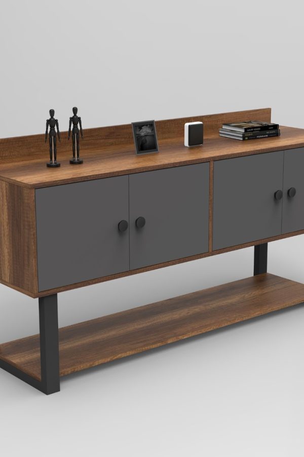 Marken D Ofis Konsol 4 Kapaklı Metal Ayaklı Barok-Antrasit MN04-BA