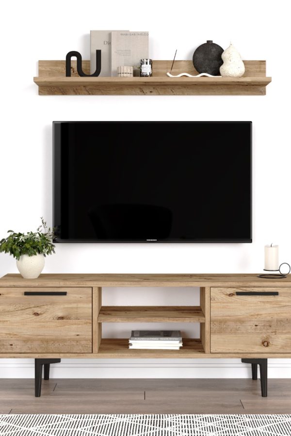 Mels Tv Ünitesi Tv Sehpası 2 Kapaklı 120cm Çam MS1-AG