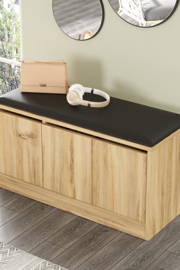 More Puflu Ayakkabılık 3 Kapaklı Dolap 90cm Keçe MR2-KE