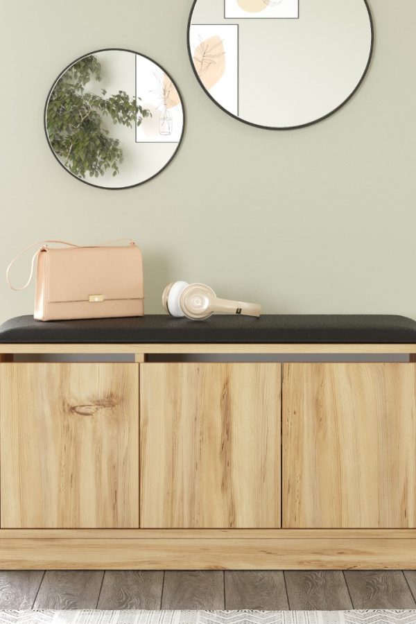 More Puflu Ayakkabılık 3 Kapaklı Dolap 90cm Keçe MR2-KE