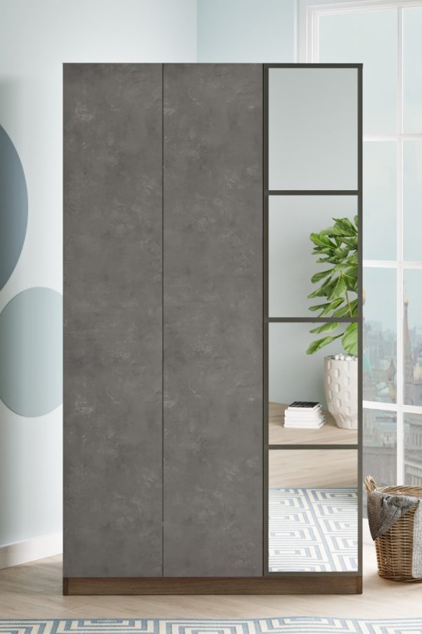 New Home 3 Kapaklı Çekmeceli Aynalı Gardırop Elbise Dolabı HM1-CG
