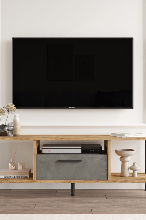Noble Metal Tv Ünitesi Kapaklı 120cm Atlantik Çam-Beton NB1-AG