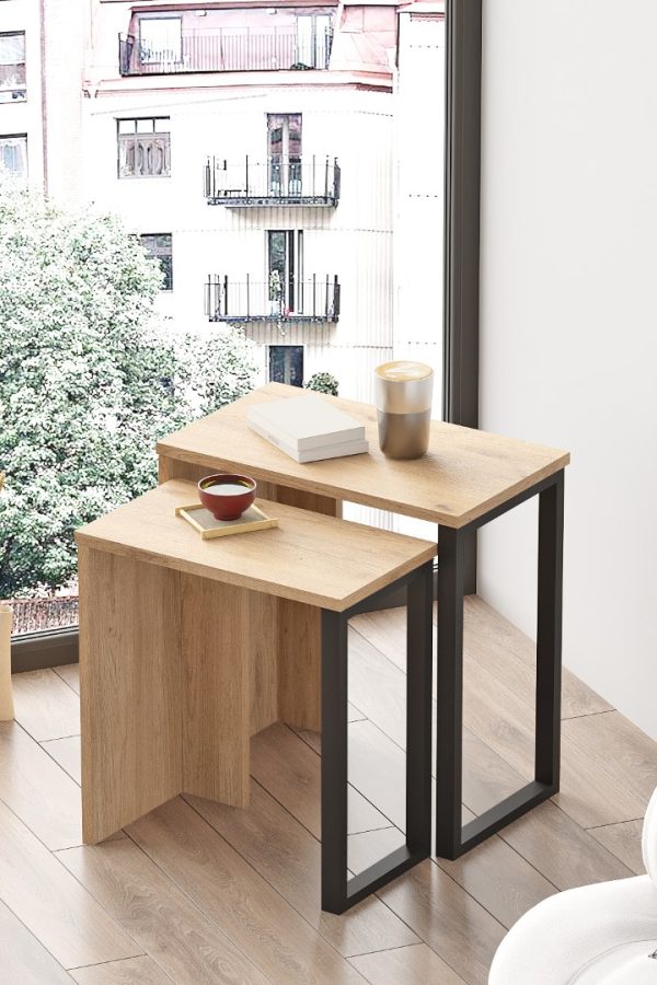 Ocean 2'Li Zigon Sehpa Yan Sehpa Metal Ayaklı Sepet ON7-S