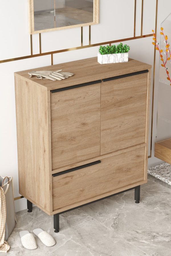 Ocean Ayakkabılık Çok Amaçlı Dolap 3 Kapaklı Metal Ayaklı Sepet ON8C-S