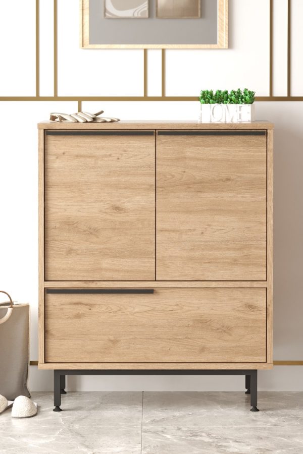 Ocean Ayakkabılık Çok Amaçlı Dolap 3 Kapaklı Metal Ayaklı Sepet ON8C-S