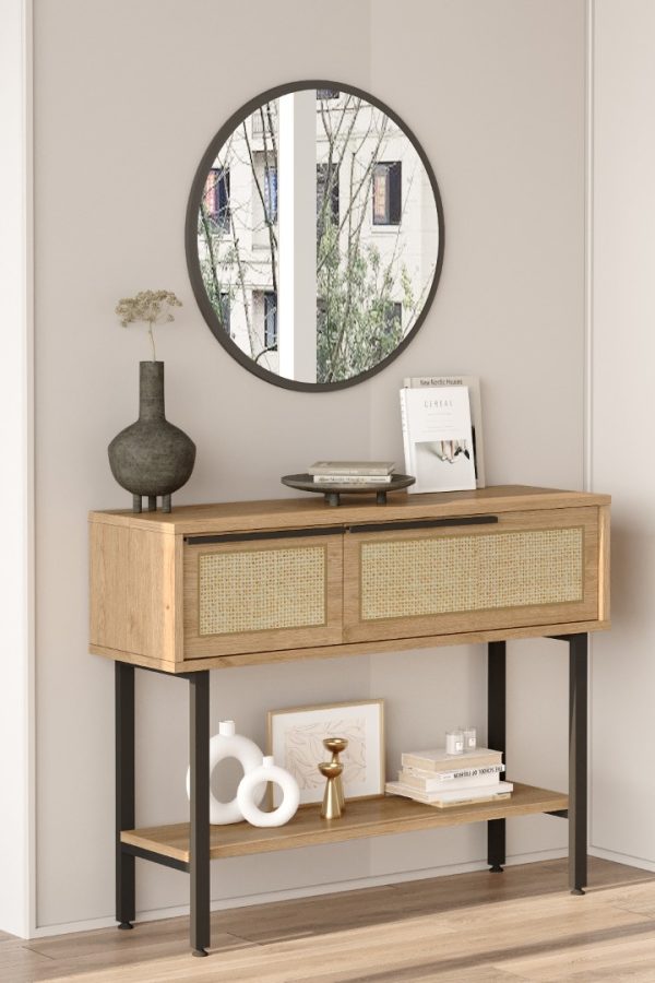 Ocean Dresuar Aynalı Kapaklı Metal Ayaklı Uv Baskı Sepet-Jüt ON12-SU