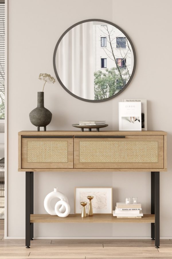 Ocean Dresuar Aynalı Kapaklı Metal Ayaklı Uv Baskı Sepet-Jüt ON12-SU