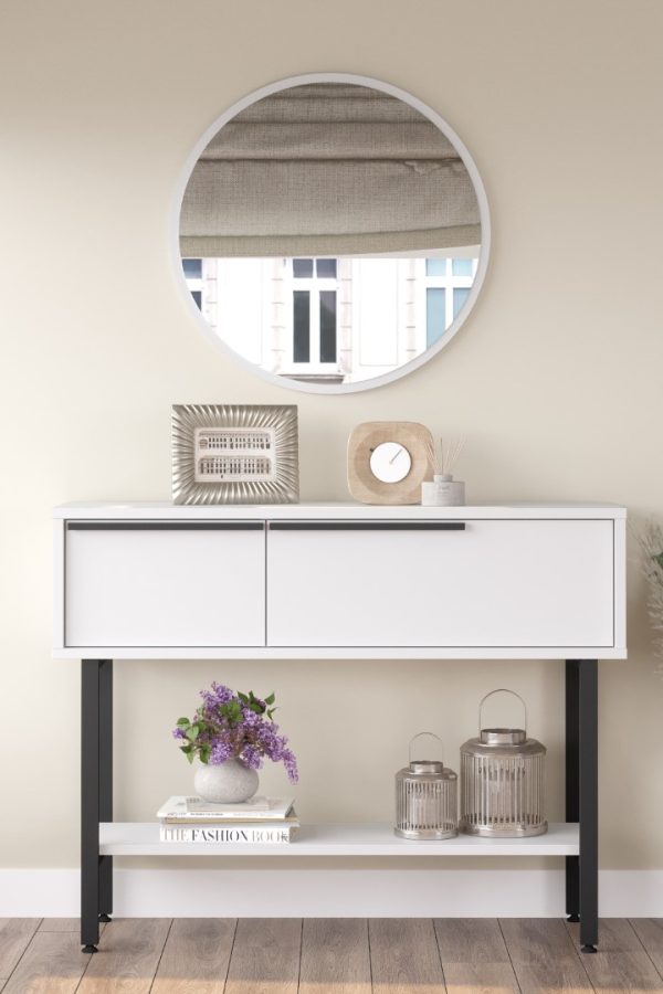 Ocean Dresuar Aynalı Kapaklı Metal Ayaklı Beyaz ON12-W