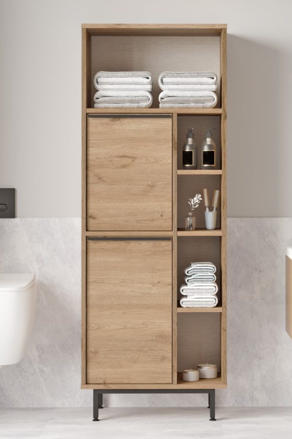 Ocean Banyo Dolabı Çok Amaçlı Dolap 2 Kapaklı Metal Ayaklı Sepet ON10C-S