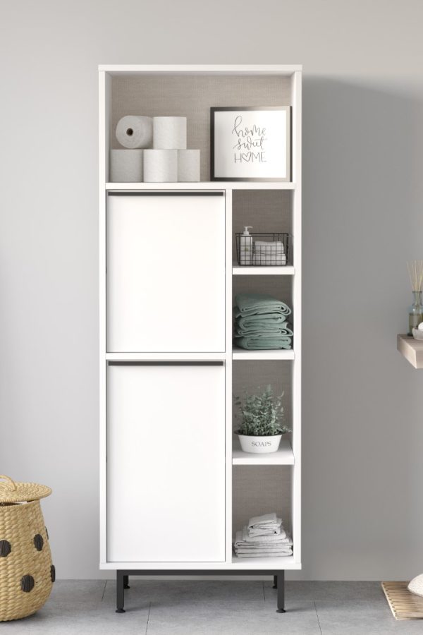 Ocean Banyo Dolabı Çok Amaçlı Dolap 2 Kapaklı Metal Ayaklı Beyaz ON10C-W