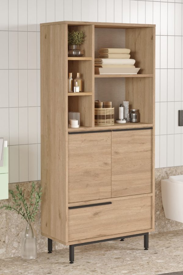 Ocean Banyo Dolabı Çok Amaçlı Dolap 3 Kapaklı Metal Ayaklı Sepet ON9C-S