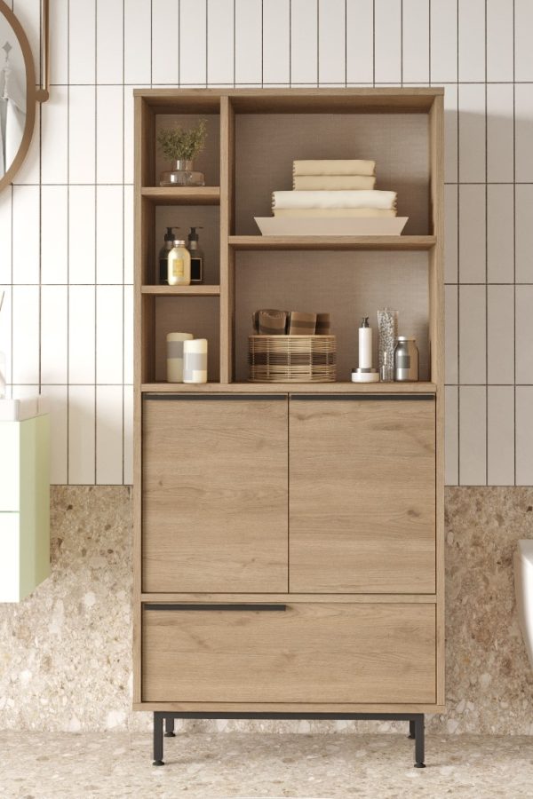 Ocean Banyo Dolabı Çok Amaçlı Dolap 3 Kapaklı Metal Ayaklı Sepet ON9C-S