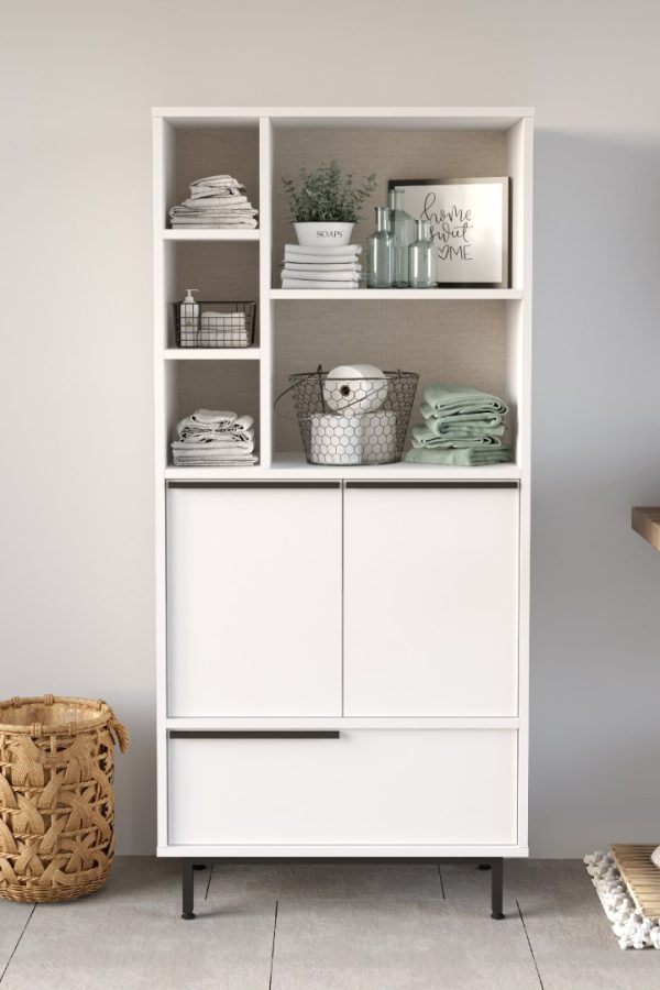 Ocean Banyo Dolabı Çok Amaçlı Dolap 3 Kapaklı Metal Ayaklı Beyaz ON9C-W