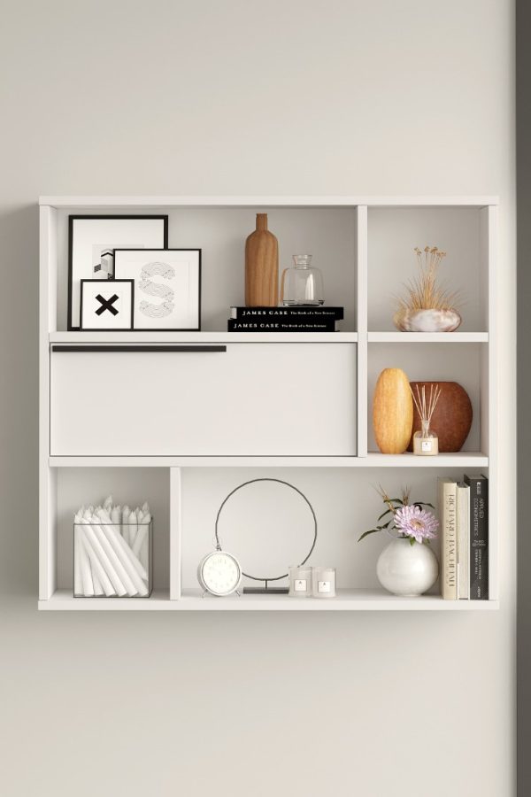 Ocean Duvar Rafı Kitaplık Kapaklı Beyaz ON5-W