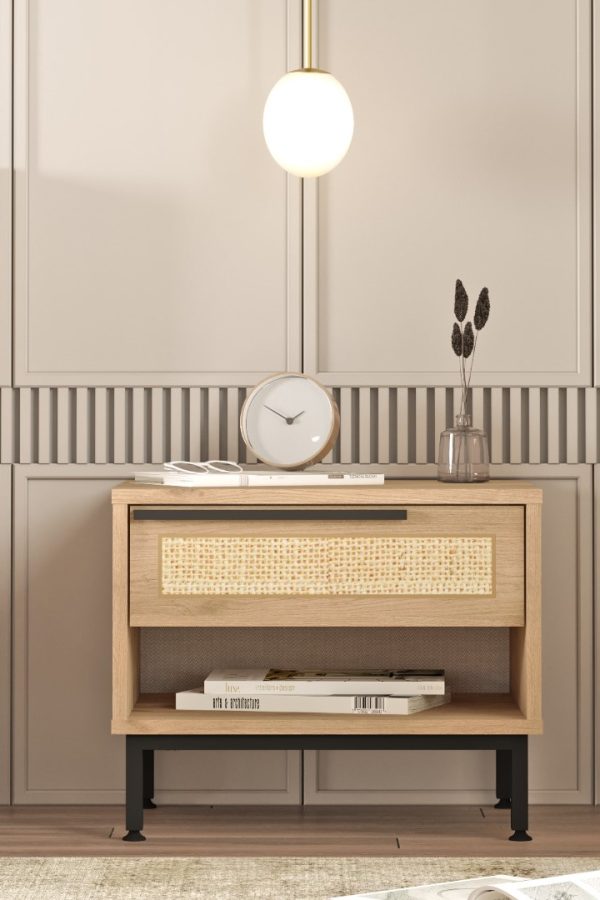 Ocean Komodin Çekmeceli Metal Ayaklı Uv Baskı Sepet-Jüt ON14-SU