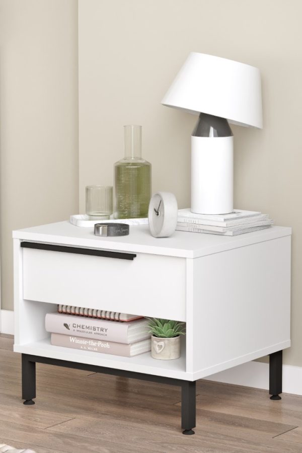 Ocean Komodin Çekmeceli Metal Ayaklı Beyaz ON14-W