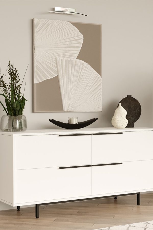 Ocean Konsol 4 Kapaklı Metal Ayaklı 160cm Beyaz ON3-W