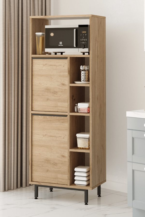 Ocean Mutfak Kiler Dolabı Mikrodalga 2 Kapaklı Raflı Metal Ayaklı Sepet ON10A-S