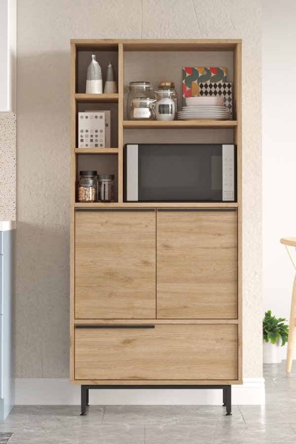 Ocean Mutfak Kiler Dolabı Mikrodalga 3 Kapaklı Raflı Metal Ayaklı Sepet ON9A-S