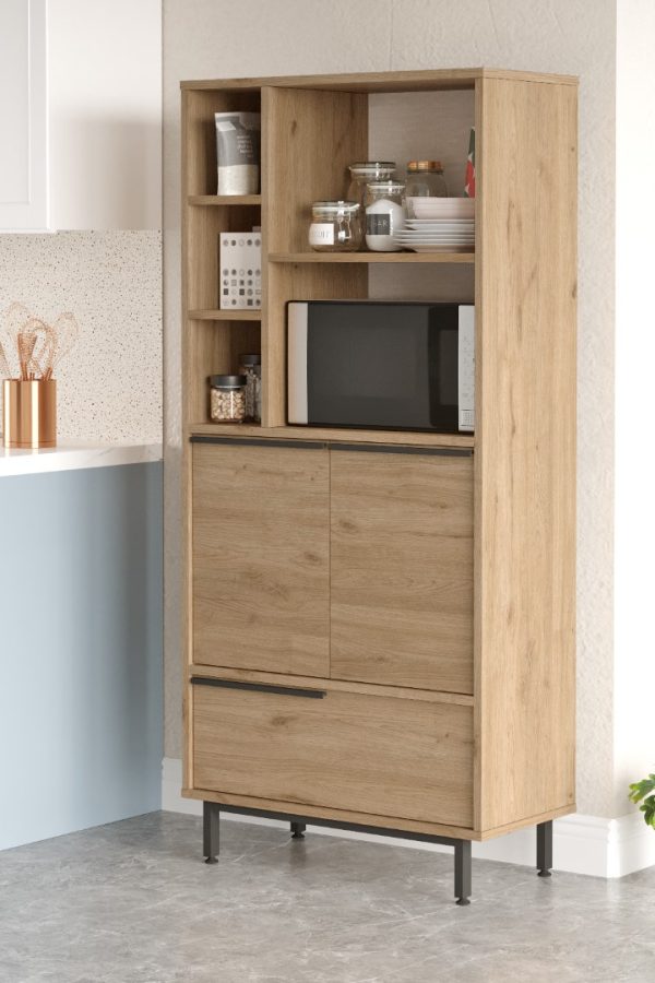 Ocean Mutfak Kiler Dolabı Mikrodalga 3 Kapaklı Raflı Metal Ayaklı Sepet ON9A-S