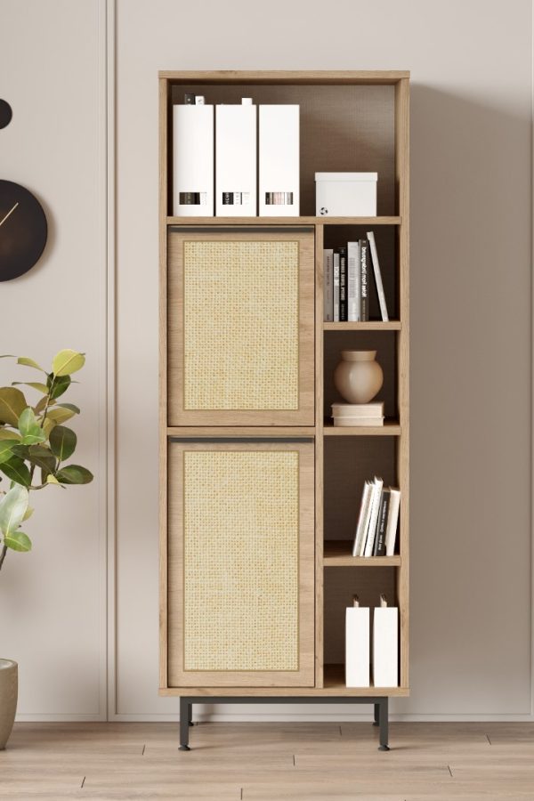 Ocean Ofis Klasör Dolabı Kitaplık 2 Kapaklı Metal Ayaklı Uv Baskı Sepet-Jüt ON10B-SU