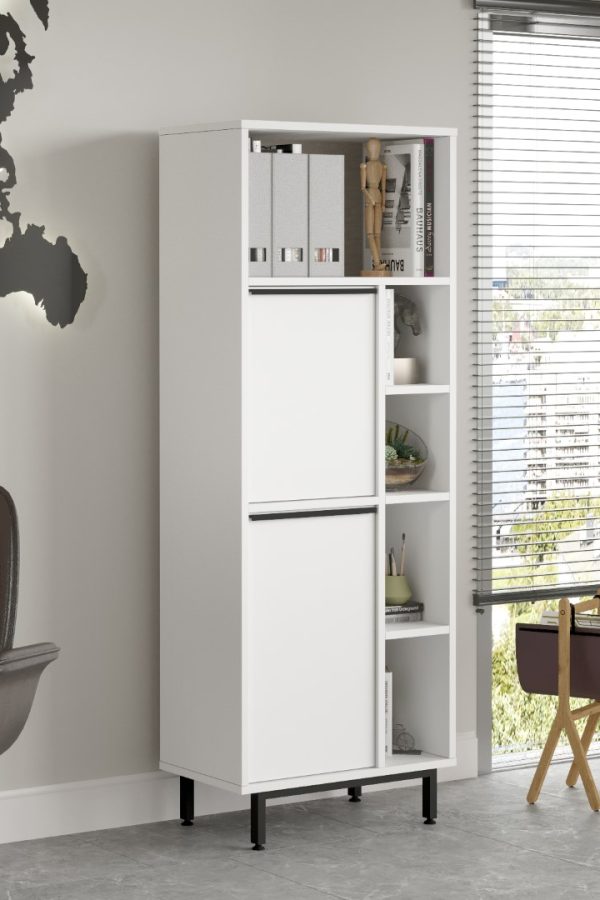 Ocean Ofis Klasör Dolabı Kitaplık 2 Kapaklı Metal Ayaklı Beyaz ON10B-W