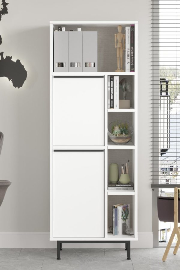 Ocean Ofis Klasör Dolabı Kitaplık 2 Kapaklı Metal Ayaklı Beyaz ON10B-W