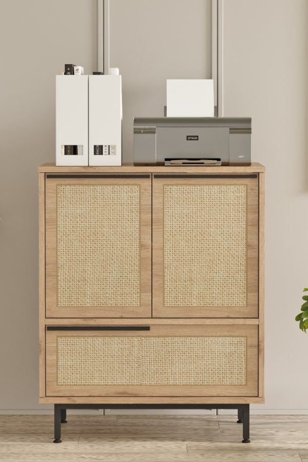 Ocean Ofis Dolabı 3 Kapaklı Metal Ayaklı Uv Baskı Sepet-Jüt ON8B-SU