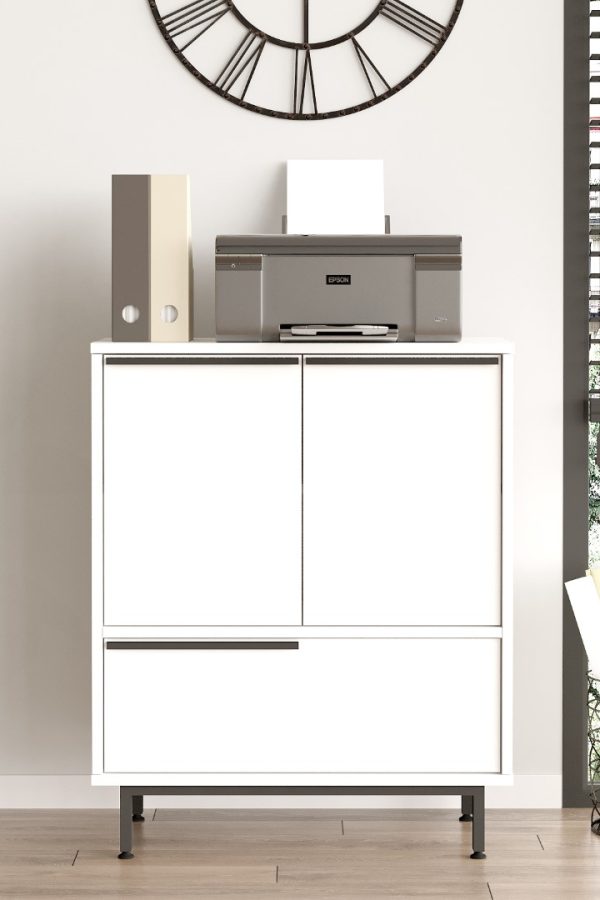 Ocean Ofis Dolabı 3 Kapaklı Metal Ayaklı Beyaz ON8B-W
