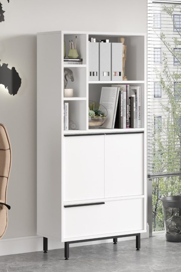 Ocean Ofis Klasör Dolabı Kitaplık 3 Kapaklı Metal Ayaklı Beyaz ON9B-W