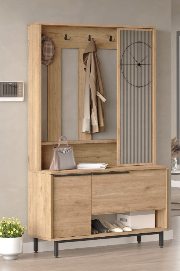 Ocean Portmanto Vestiyer Ayakkabılık Aynalı Metal Ayaklı Sepet ON11-S