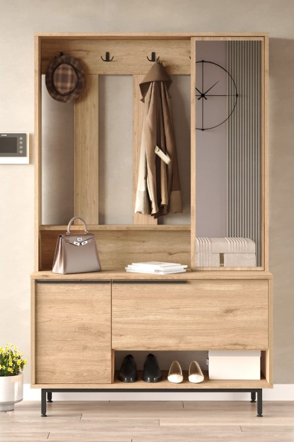 Ocean Portmanto Vestiyer Ayakkabılık Aynalı Metal Ayaklı Sepet ON11-S