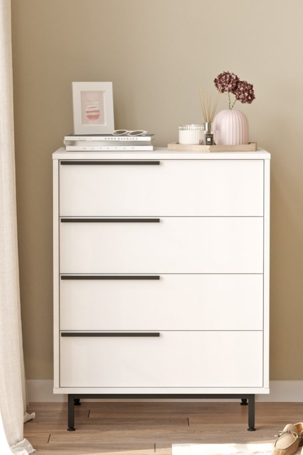 Ocean Şifonyer 4 Çekmece Metal Ayaklı Beyaz ON17-W